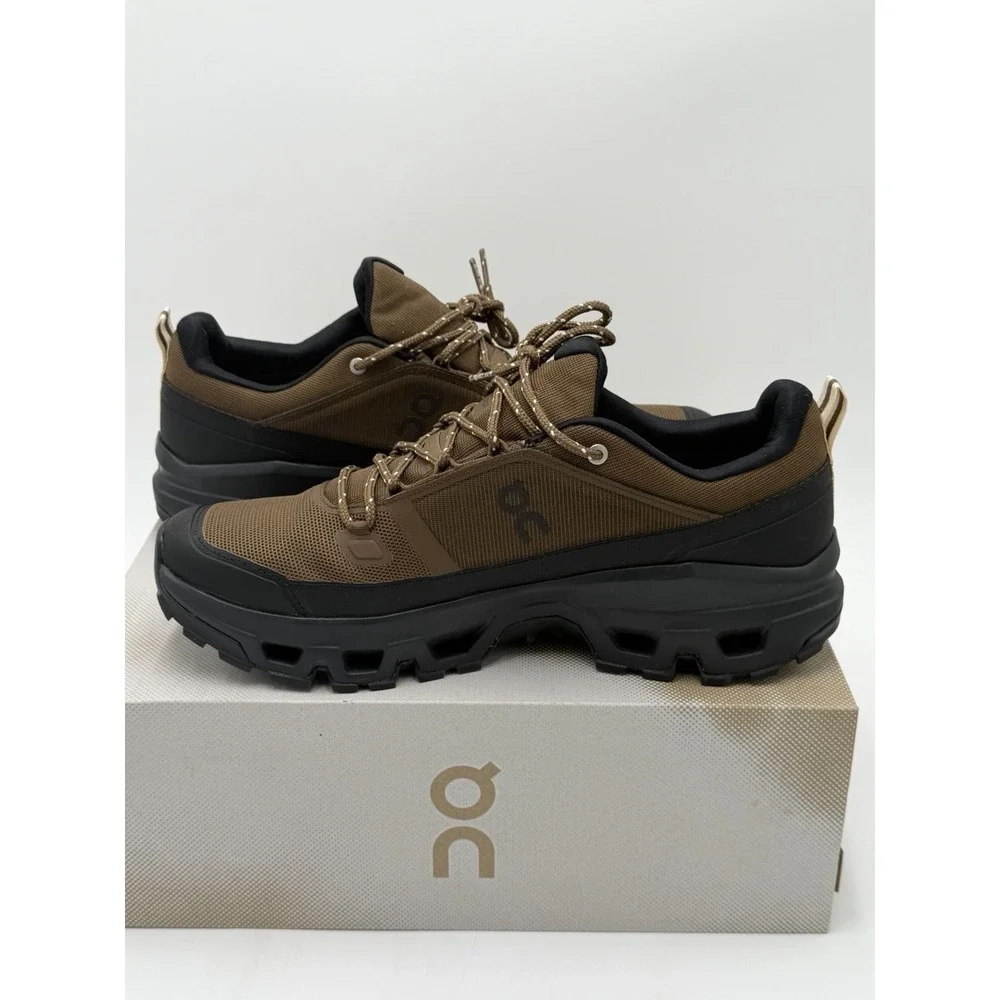 On Running Cloudrock Low WP Earth Black Mens Size 12 Waterproof Outdoors Shoes